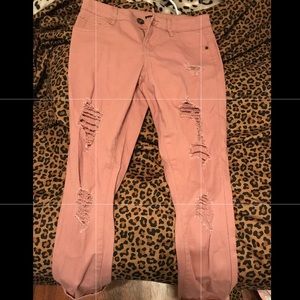Dusty rose ripped pants